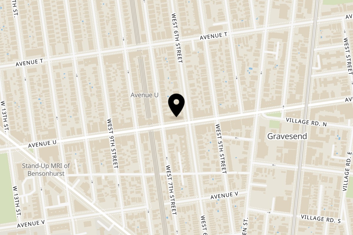 Map showing the location of Platan Restaurant on 171 Avenue U in Brooklyn